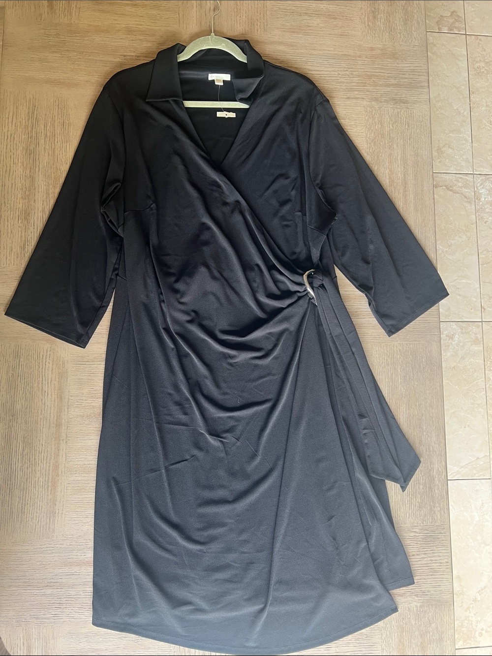 Cato Black Wrap Dress with Side Ring Detail